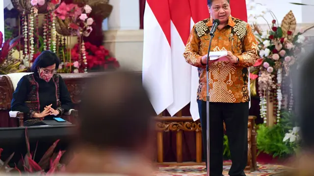 Menteri Koordinator Bidang Perekonomian Airlangga Hartarto dalam Pembukaan Rapat Koordinasi Nasional Pengendalian Inflasi tahun 2022, Kamis (18/8/2022). (Foto : Biro Pers Sekretariat Presiden)