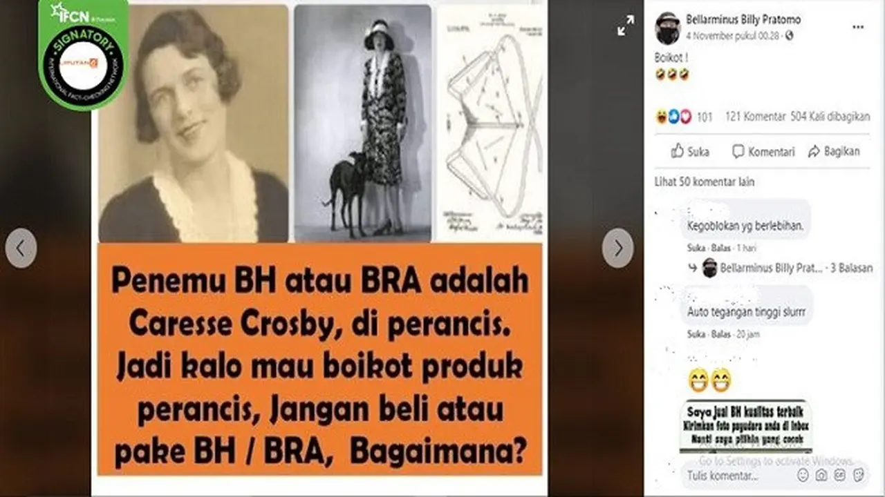 Gambar Tangkapan Layar Foto Diklaim Caresse Crosby (sumber: Facebook)