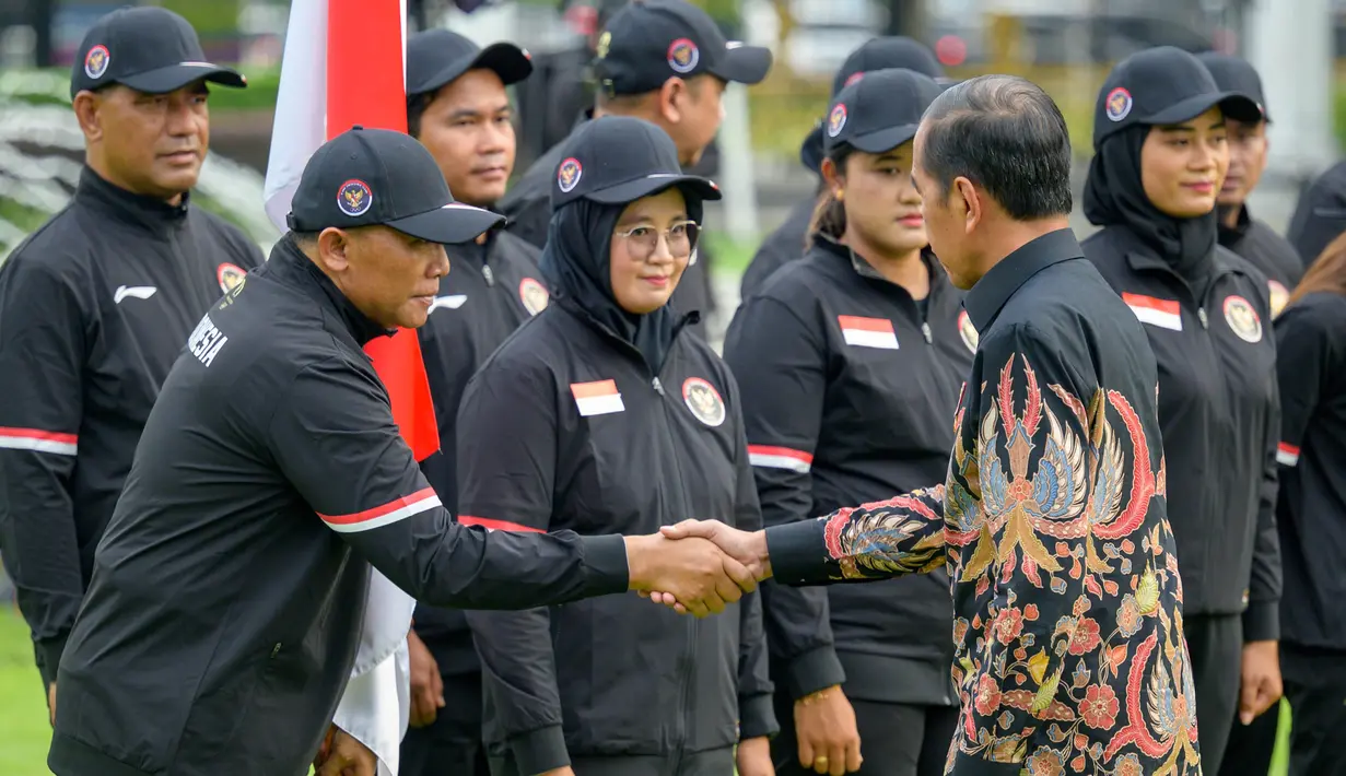 Acara pengukuhan berlangsung di Auditorium Kemenpora pada Rabu (10/7/2024). (BAY ISMOYO/AFP)
