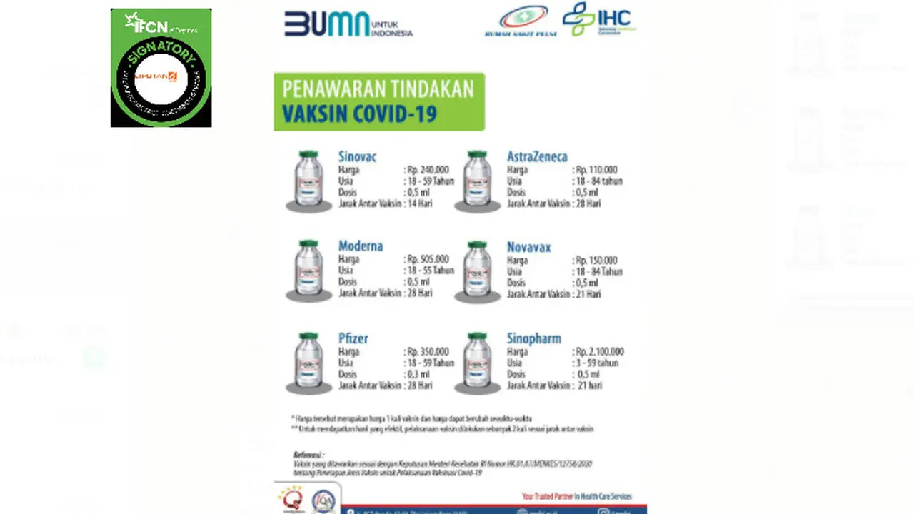 Cek Fakta Liputan6.com menelusuri informasi daftar harga pelayanan vaksin Covid-19 Rumah Sakit Pelni
