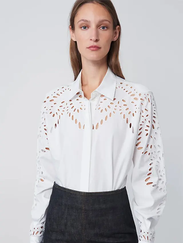 Broderie Anglaise Shirt In White/dok. victoriabeckham.com