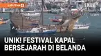 Ratusan kapal layar bersejarah dari berbagai negara memasuki kanal utama Amsterdam dalam parade pembukaan festival maritim SAIL 2025.