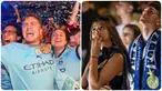 Foto kombinasi memperlihatkan ekspresi suporter Manchester City (kiri) merayakan kemenangan Manchester City atas Inter Milan pada pertandingan final Liga Champions di Manchester, Inggris, Sabtu (10/6/2023). Sementara foto kanan memperlihatkan ekspresi suporter Inter Milan saat menyaksikan pertandingan final Liga Champions antara Manchester City dan Inter Milan di Milan, Italia, Sabtu (10/6/2023). (Nigel French/PA via AP - Claudio Furlan/LaPresse via AP)