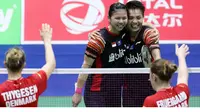 Greysia Polii / Apriyani Rahayu menyumbang poin saat Indonesia kalah 2-3 dari Denmark pada penyisihan Grup B Piala Sudirman 2019 di Nanning, Tiongkok, Rabu (22/5/2019). (foto: twitter.com/INABadminton)
