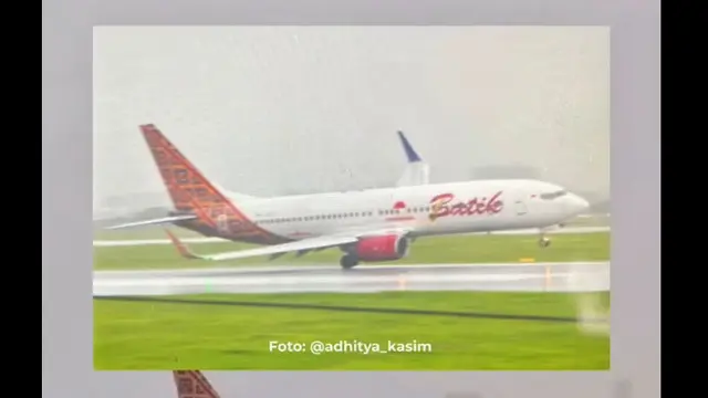 Viral Pesawat Batik Air Mendarat Miring di Bandara Soetta