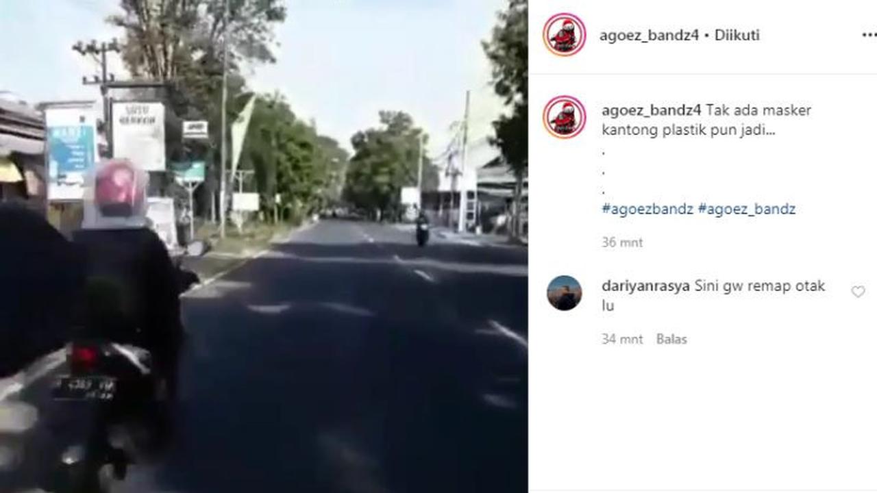 Pemotor Ini Pakai Kantong Plastik Untuk Bungkus Helm (Instagram))