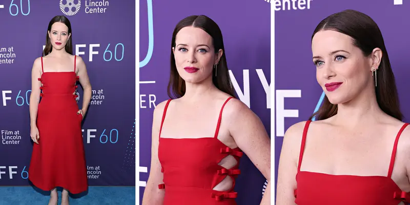 Claire Foy Tampil Elegan dengan Gaun merah di New York Film Festival