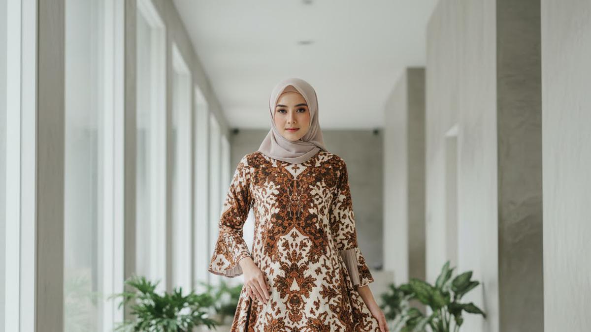 11 Gamis Batik Tile Flowy dan Ringan dengan Detail Modern