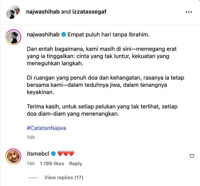 Najwa Shihab kenang kepergian sang suami di momen 40 hari Ibrahim Sjarief Assegaf meninggal