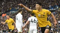 Musim ini merupakan musim pertama Hwang Hee Chan bermain di Liga Inggris bersama Wolves. Namun, pemain berkebangsaan Korea Selatan tersebut mampu tampil impresif dengan menyumbang 4 gol dan menjadi man of the match sebanyak tiga kali. (AFP/Oli Scarff)