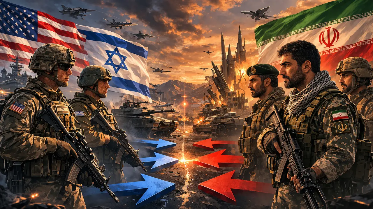 Ilustrasi Amerika Serikat dan Israel melawan Iran.