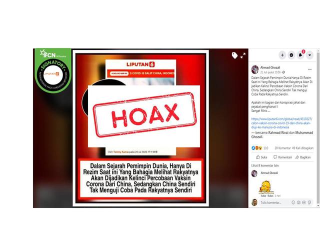 Cek Fakta Hoaks Uji Klinis Calon Vaksin Virus Corona Covid 19