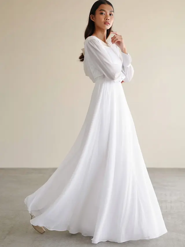 Long Dress Pesta A-Line Monokrom