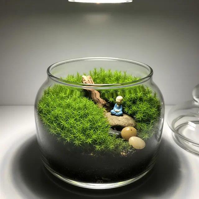 Lumut dan Terrarium Mini yang Bisa Jadi Media Relaksasi Sederhana di Rumah (Gemini AI)