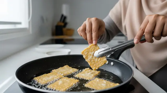 Menggoreng tempe tipis (Gemini AI)