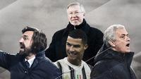 Cristiano Ronaldo, Jose Mourinho, Andrea Pirlo dan Alex Ferguson. (Bola.com/Dody Iryawan)