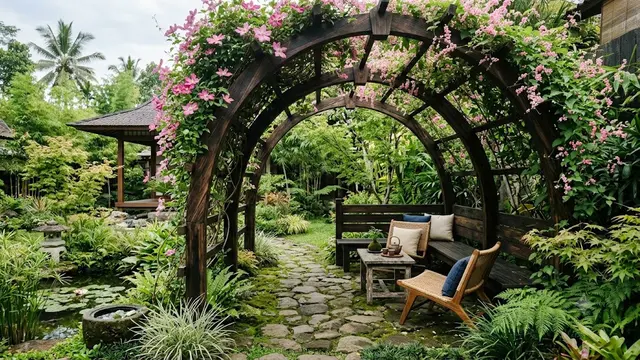 Inspirasi Pergola Kayu yang Cocok Ditanami Tanaman Rambat