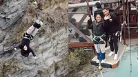 Naysila Mirdad coba bungee jumping di Selandia Baru (Sumber: Instagram/naymirdad)