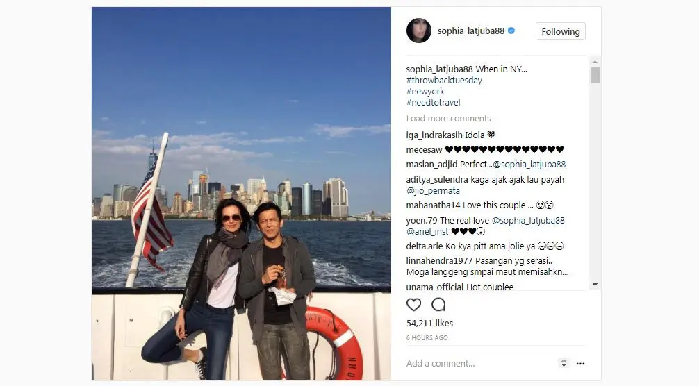 Sophia Latjuba dan Ariel NOAH (Foto: Instagram)