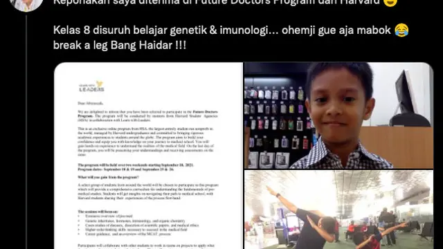 Kisah Viral Haidar, Seorang Anak Berumur 13 Tahun Lolos Program Pendidikan Future Doctors Harvard