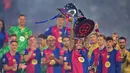Dengan sisa satu pertandingan lagi, posisi Barcelona di puncak klasemen Liga Spanyol 2024/2025 dengan 85 poin tidak tergoyahkan. Poin tersebut sudah tidak mungkin terkejar oleh Real Madrid yang berada di posisi kedua. (MANAURE QUINTERO/AFP)