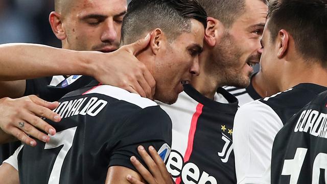 Juventus merayakan gol Cristiano Ronaldo (ISABELLA BONOTTO / AFP)