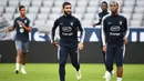 Penyerang Prancis, Nabil Fekir, saat melakukan sesi latihan jelang laga UEFA Nations League di Munich, Jerman, Rabu (5/9/2018). Prancis akan berhadapan dengan Jerman. (AFP/Franck Fife)