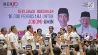 Capres nomor urut 01 Joko Widodo menghadiri Deklarasi Dukungan 10.000 Pengusaha untuk Jokowi-Ma'ruf Amin di Istora Senayan GBK, Jakarta, Kamis (21/3). Deklarasi dihadiri pengusaha skala kecil sampai besar. (Liputan6.com/Faizal Fanani)