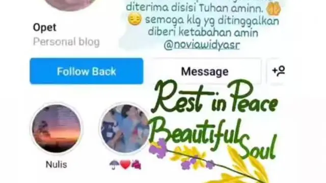 Celine Evangelista dapat pesat dari Novia Widyasari