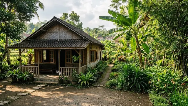 Rumah Kampung dengan Kebun di Samping Rumah