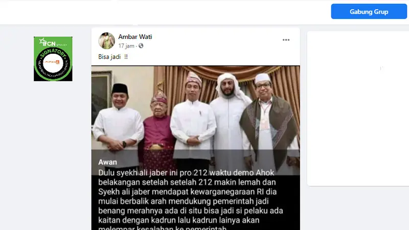 Penelusuran Klaim Foto Syekh Ali Jaber Merapat ke Pemerintah