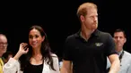Meghan Markle dan dan Pangeran Harry tiba menghadiri ajang Invictus Games 2023 yang berlangsung di Dusseldorf, Jerman, Rabu (13/9/2023). (Odd ANDERSEN / AFP)