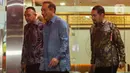Mantan Menteri Perdagangan (Mendag) M Lutfi meningglakan Gedung Bundar Jampidsus Kejaksaan Agung (Kejagung) usai memberikan keterangan kepada awak media. (Liputan6.com/Faizal Fanani)