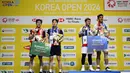 Usai memenangkan gelar Korea Open 2024, pasangan baru ganda putra Indonesia, Leo Rolly Carnando dan Bagas Maulana langsung fokus ke turnamen BWF selanjutnya. (ANTHONY WALLACE/AFP)