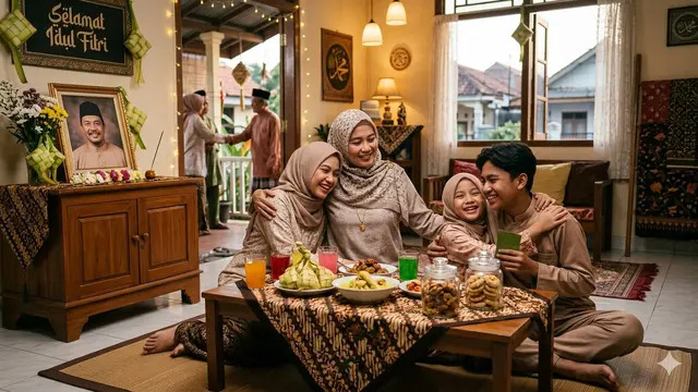 Ilustrasi lebaran tanpa ayah (Foto: Gemini AI)