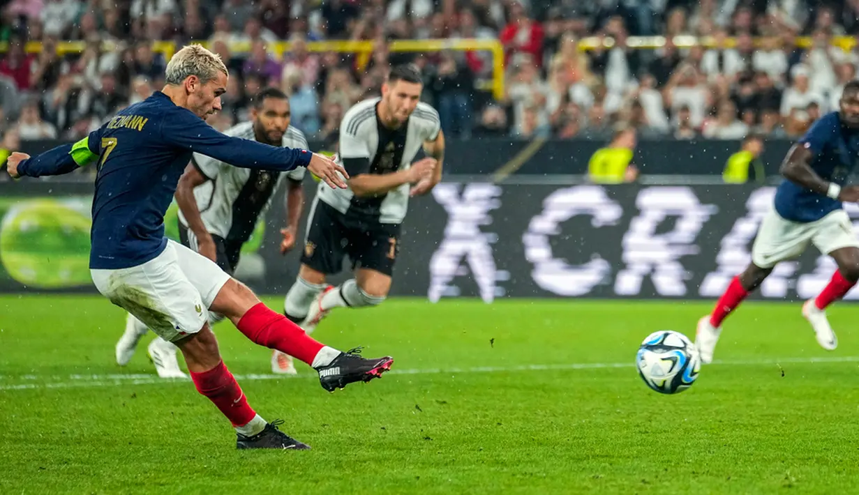 Prancis hanya bisa membalas melalui penalti Antoine Griezmann pada menit ke-89. (AP Photo/Martin Meissner)
