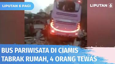Kecelakaan melibatkan bus pariwisata PO Pandawa di Ciamis, Jawa Barat. Akibat kecelakaan, empat orang tewas dan puluhan lainnya mengalami luka. Seluruh korban langsung dibawa ke Puskesmas Payungsari dan Panjalu.