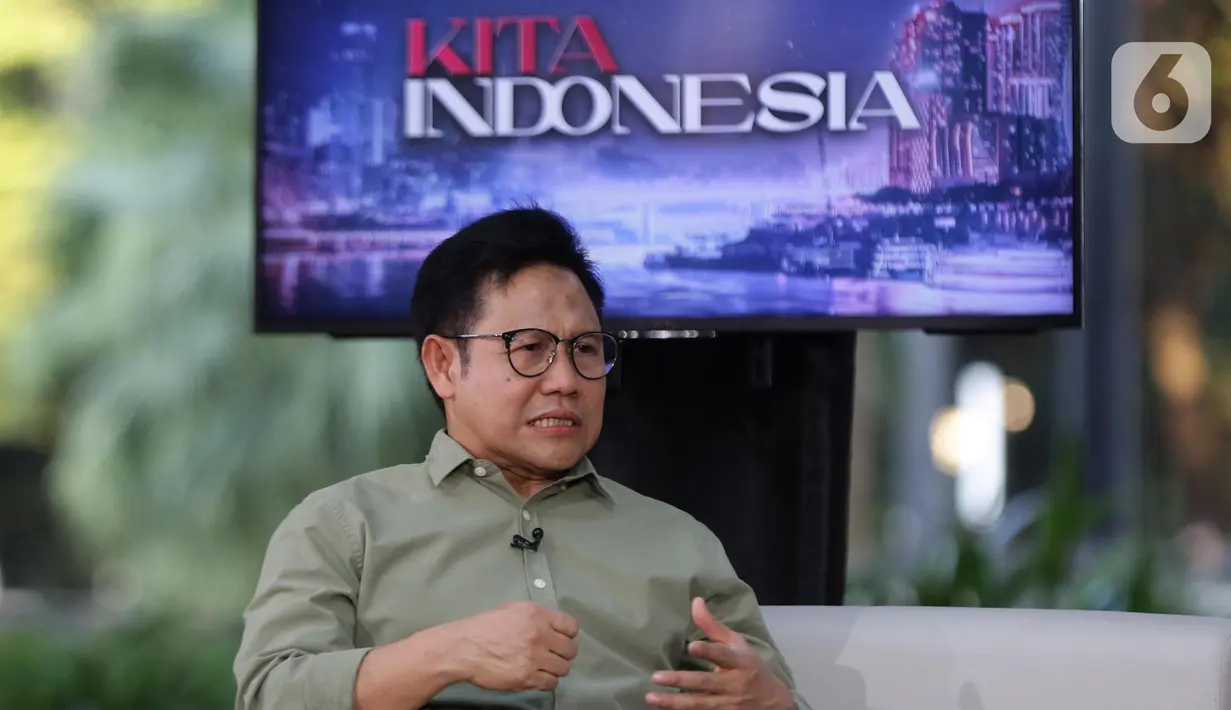 Bakal Calon Wakil Presiden, Muhaimin Iskandar menjelaskan sejumlah hal terkait pencalonannya dalam Pilpres 2024 mendatang. (Liputan6.com/Helmi Fithriansyah)