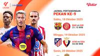 Jadwal Lengkap LaLiga 2025/26 Pekan 9, Tayang Eksklusif di Vidio
