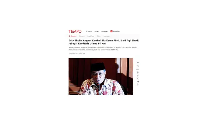 <p>Cek fakta artikel Said Aqil memuji Wapres Gibran mirip Nabi Yusuf.</p>