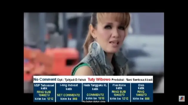 Screenshot video clip No Comment - Tuty Wibowo. (Sumber: youtube Sani Music Indonesia)
