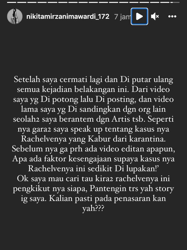 Unggahan Nikita Mirzani. (Foto: Instagram @nikitamirzanimawardi_172)