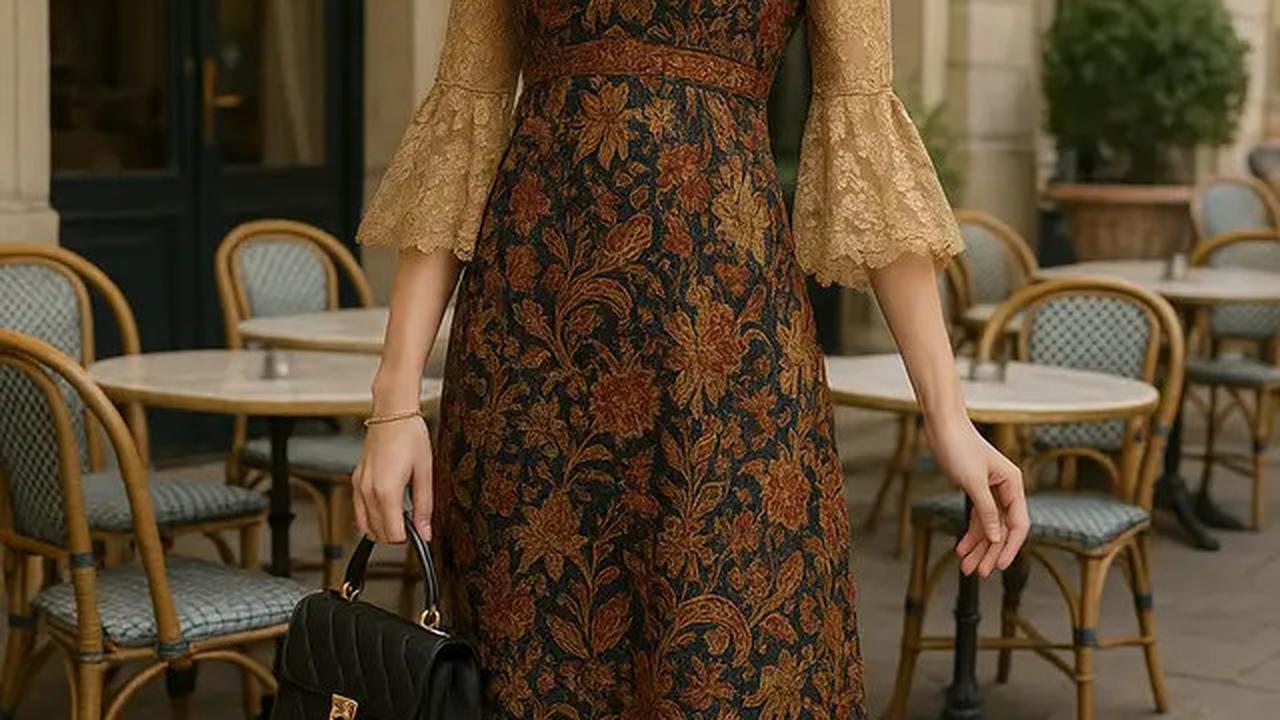 7 Pilihan Long Dress Batik Brokat Lengan Trompet, Mewah &amp; Unik untuk Acara Formal 2025