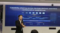 Huawei memberikan informasi tentang OS Harmony. (Liputan6.com/ Agustinus Mario Damar)