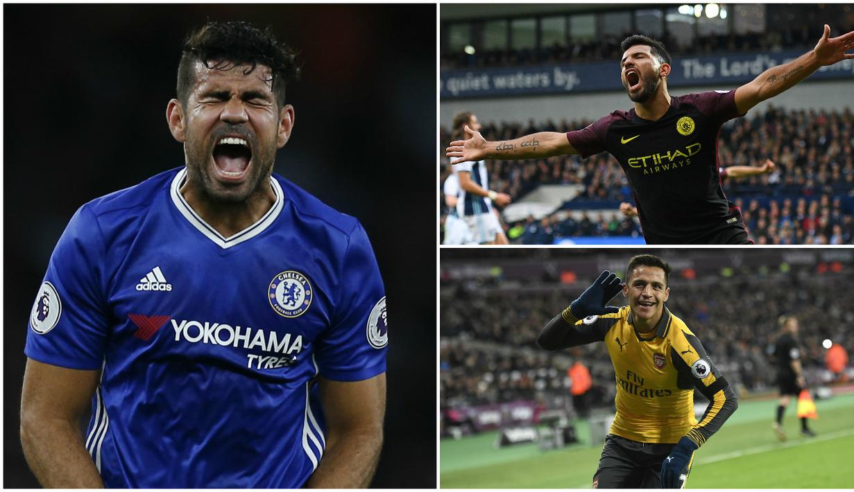Berikut ini deretan pemain Premier League dengan kombinasi jumlah gol dan assist terbanyak di tahun 2016. (AFP)