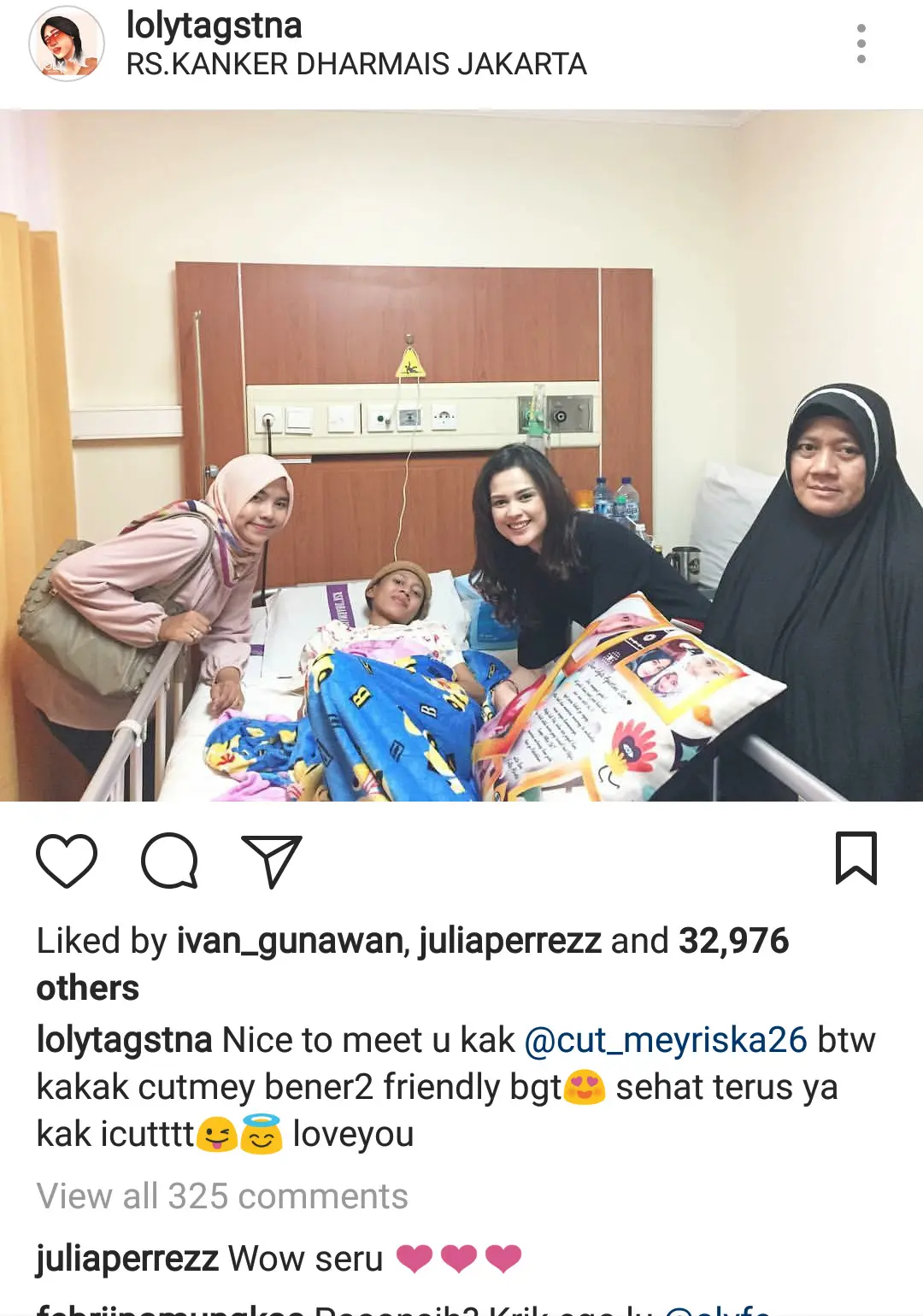 Lolyta Agustina doakan Cut Meyriska sehat (Foto: Instagram)
