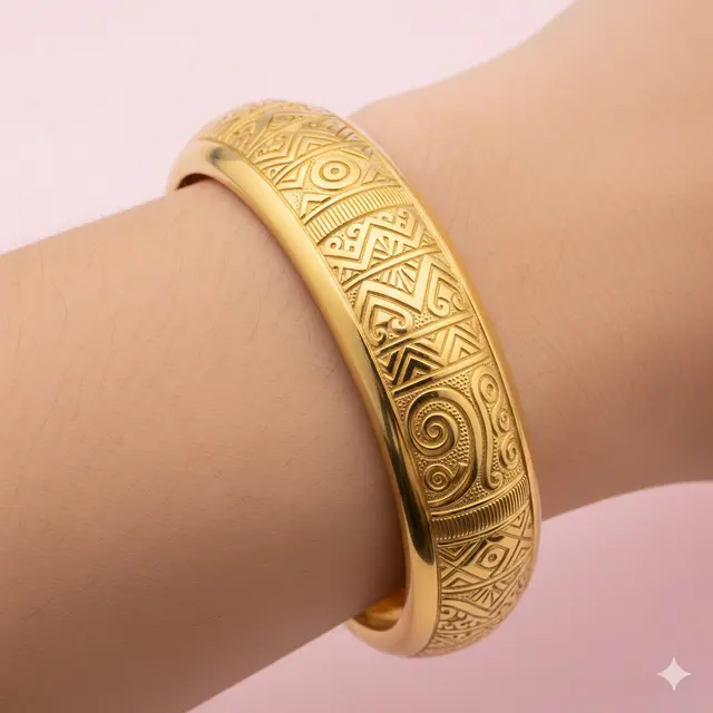 Model Gelang Emas Motif Ukiran Klasik Modern Terbaik 2025. (Gemini)