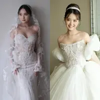 Intip gaun pengantin mewah Nita Vior di momen pemberkatan dan resepsi pernikahannya berikut ini! [@cindytandiyah].