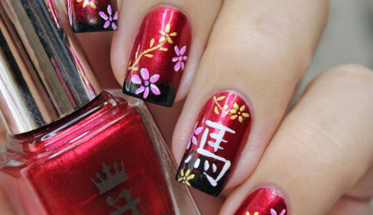10 Nail Art Tema Imlek Yang Unik dan Meriahkan Tahun Ayam Api Photo