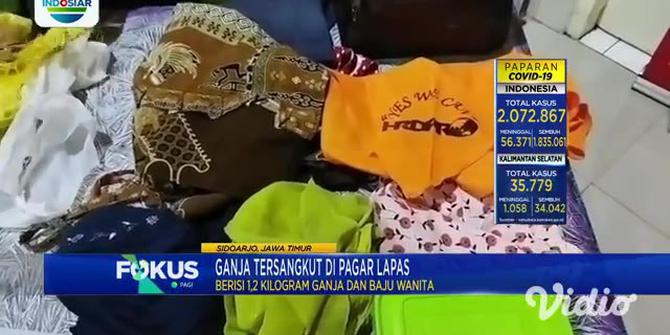 VIDEO: Bungkusan Plastik Berisi Ganja Nyangkut di Pagar Berduri Lapas Klas I Surabaya